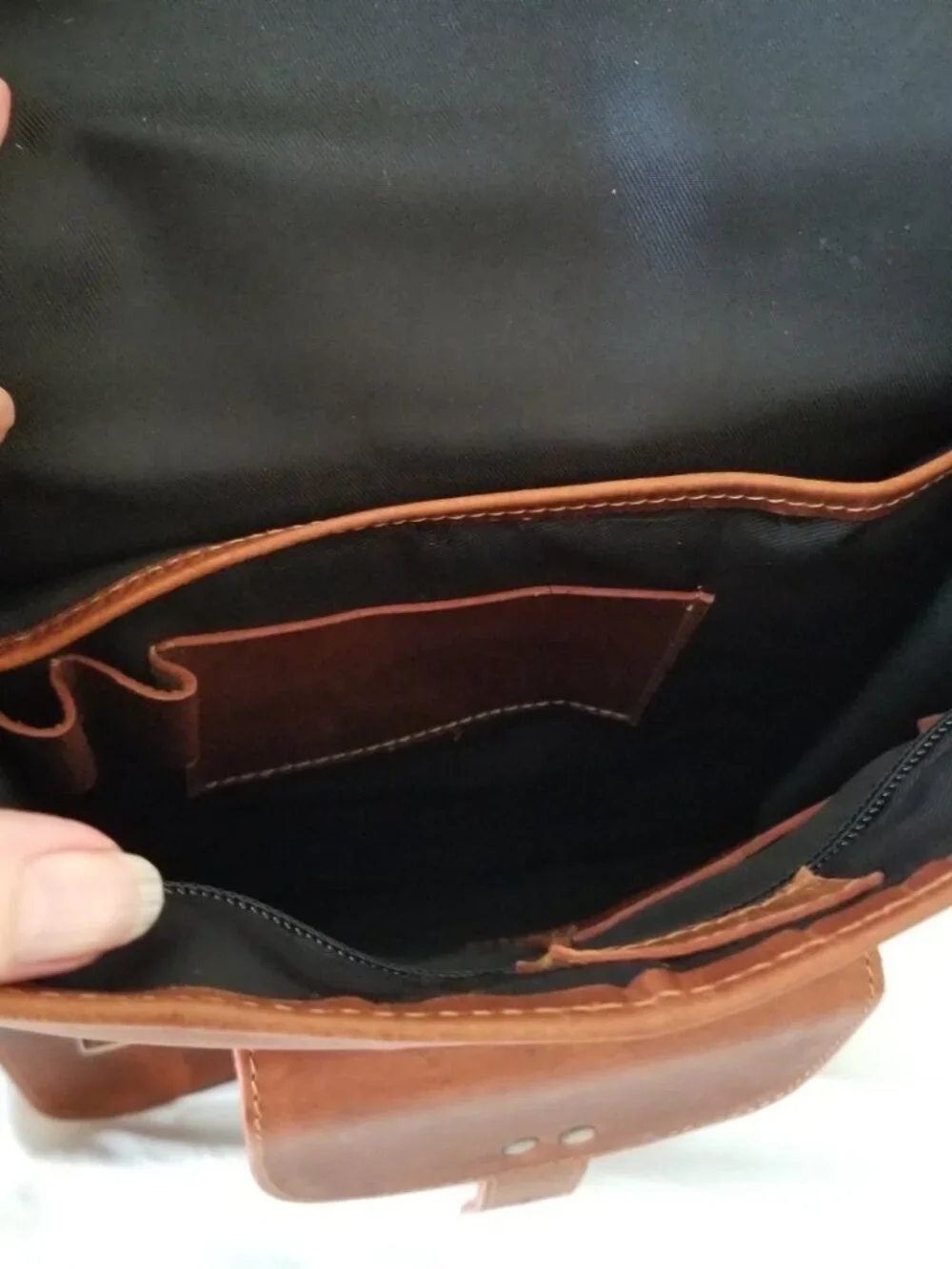 NWOT! Leather Messenger Shoulder Bag with Brass-tone Hardware & Detachable Strap